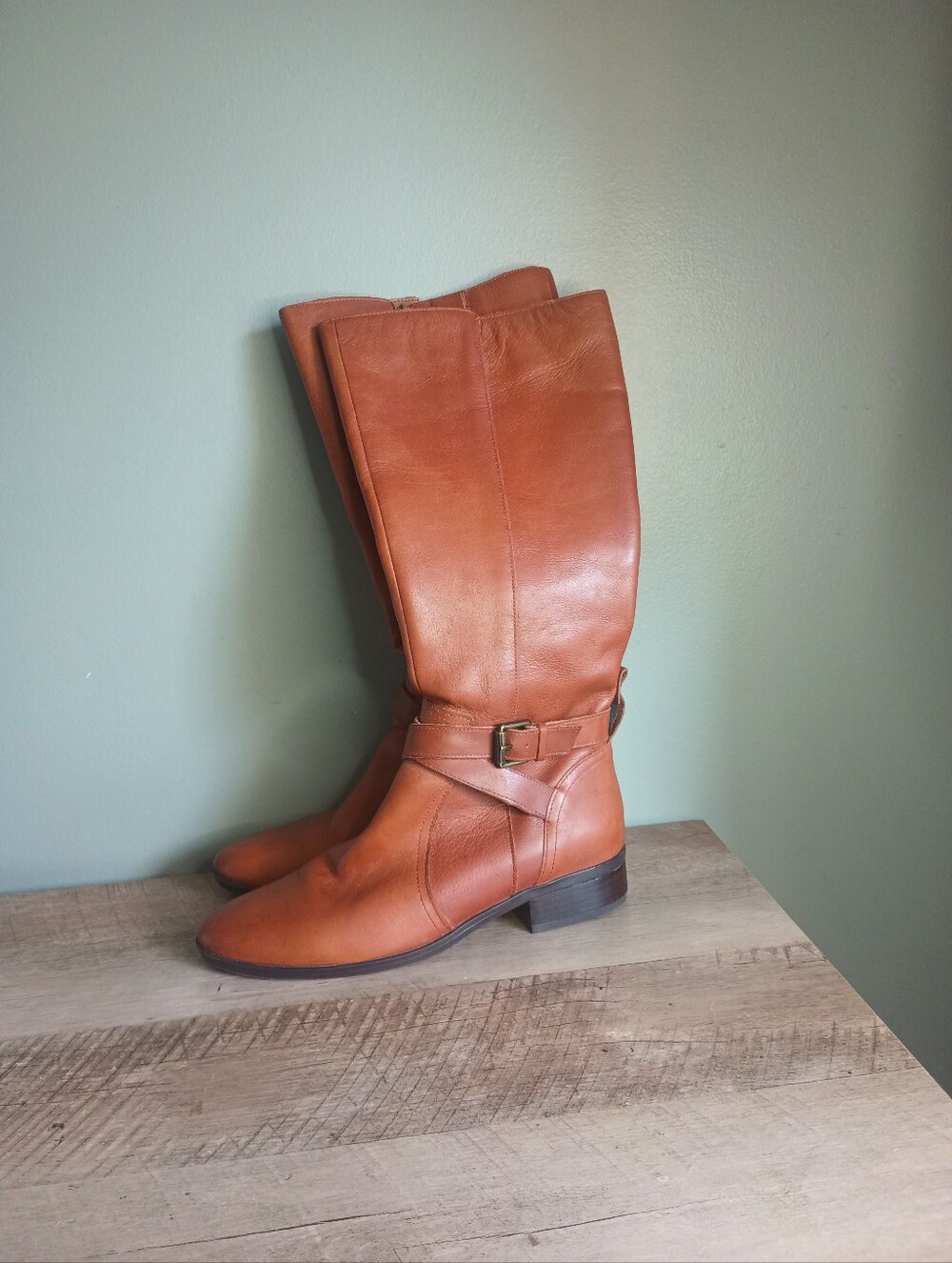 Naturalizer Womens Riding Boots 9 Cognac Leather Equestrian Classic Old Money